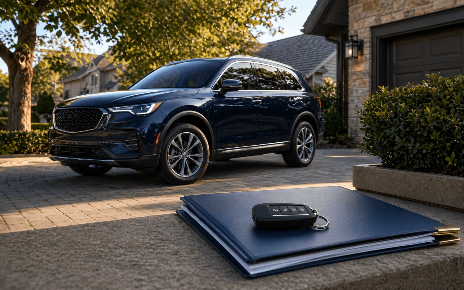 Personal auto insurance review beside a family vehicle