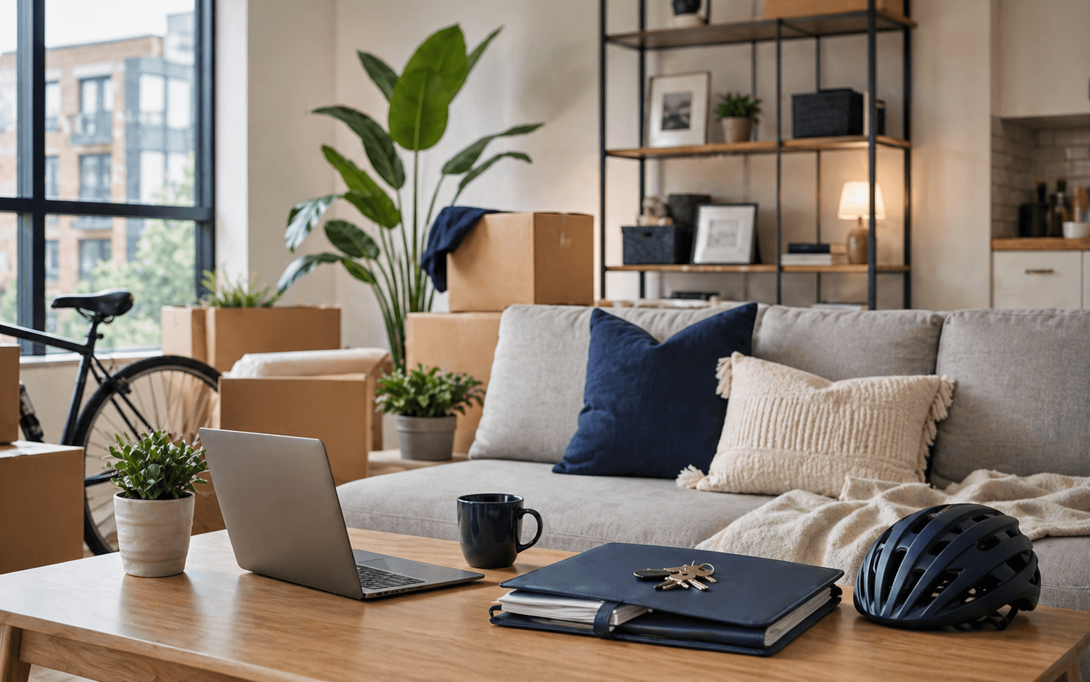 Renters insurance review in a modern apartment with personal belongings